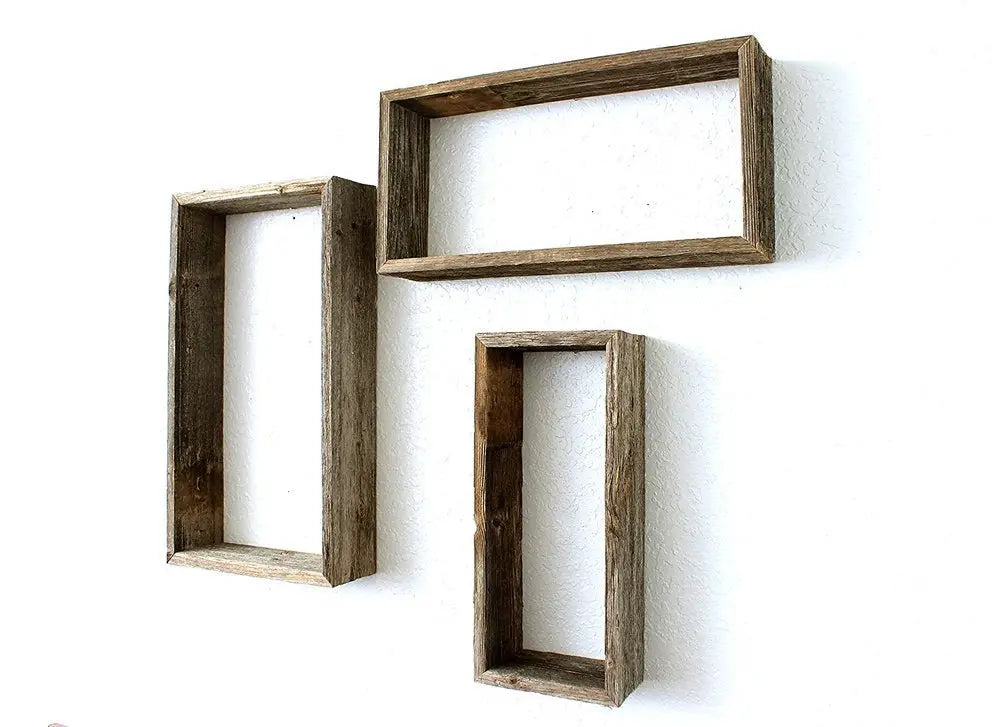 Set of Three Gray Wood Hanging Dimensional Sculpture - NOBLE HOME INTERIORS