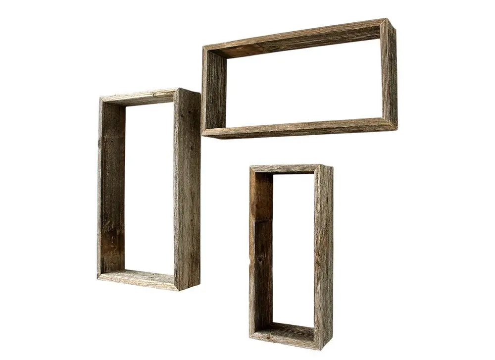 Set of Three Gray Wood Hanging Dimensional Sculpture - NOBLE HOME INTERIORS