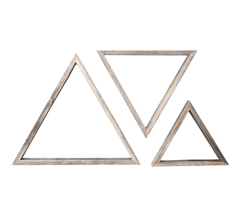 Set of Three Gray Wood Square Hanging Dimensional Sculpture - NOBLE HOME INTERIORS