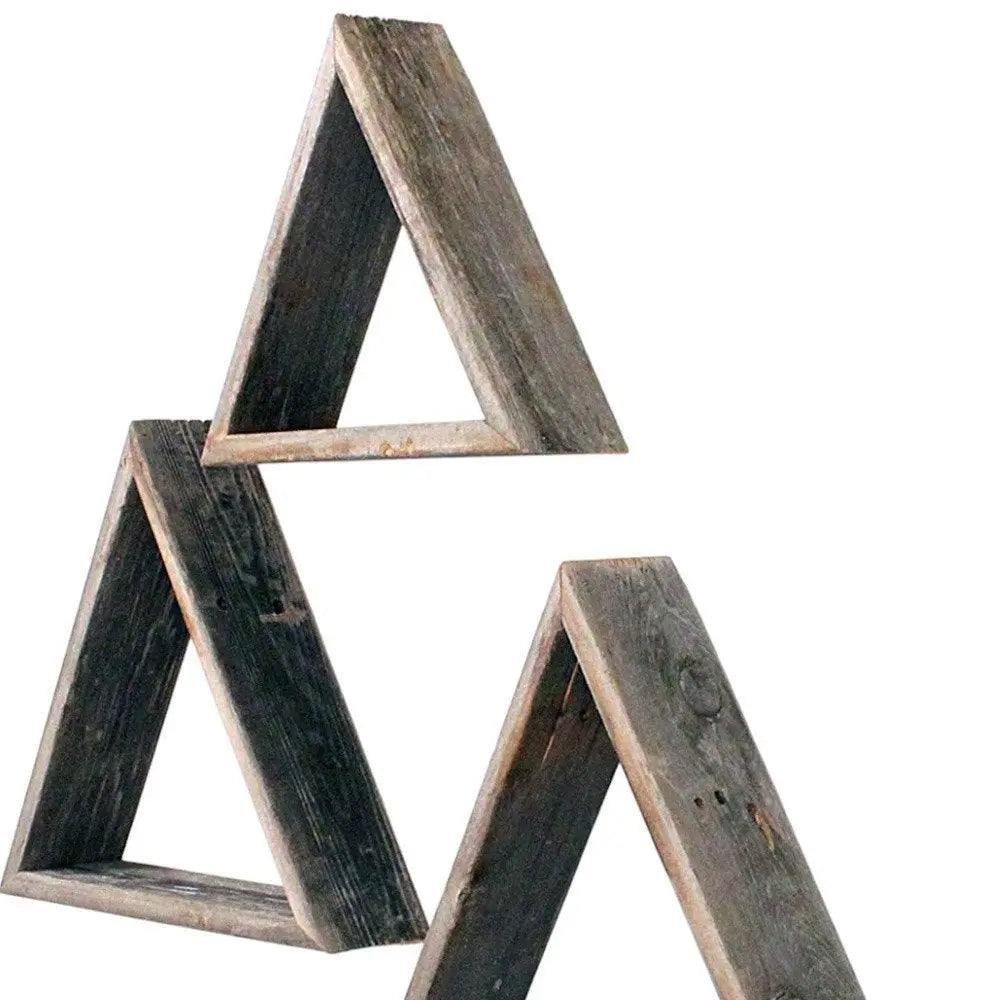 Set of Three Gray Wood Square Hanging Dimensional Sculpture - NOBLE HOME INTERIORS