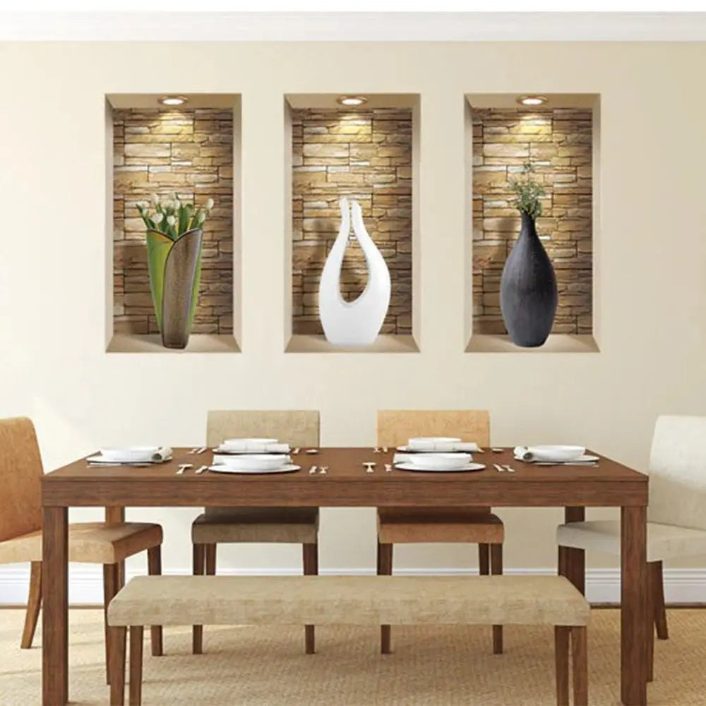 Set of Three Gus Faux Niche 3D Peel and Stick Wall Decals - NOBLE HOME INTERIORS