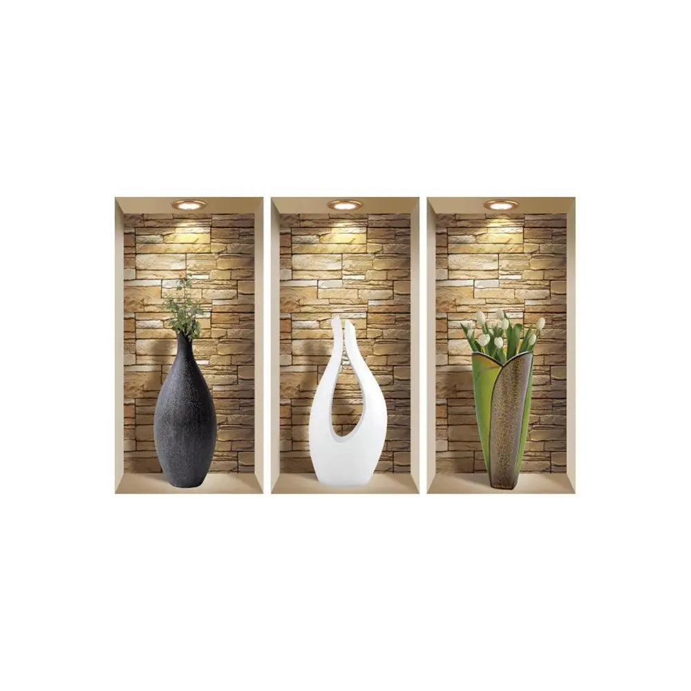 Set of Three Gus Faux Niche 3D Peel and Stick Wall Decals - NOBLE HOME INTERIORS
