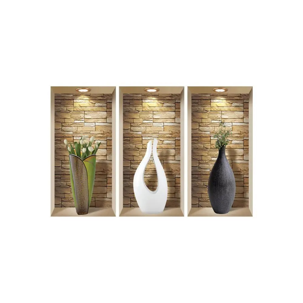 Set of Three Gus Faux Niche 3D Peel and Stick Wall Decals - NOBLE HOME INTERIORS