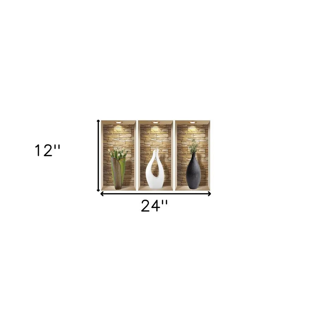 Set of Three Gus Faux Niche 3D Peel and Stick Wall Decals - NOBLE HOME INTERIORS