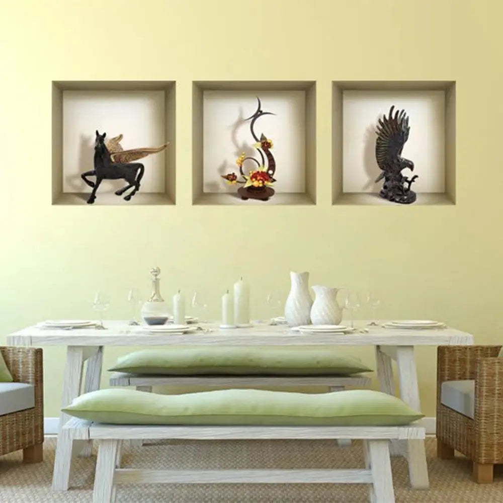 Set of Three Hag Faux Niche 3D Peel and Stick Wall Decals - NOBLE HOME INTERIORS