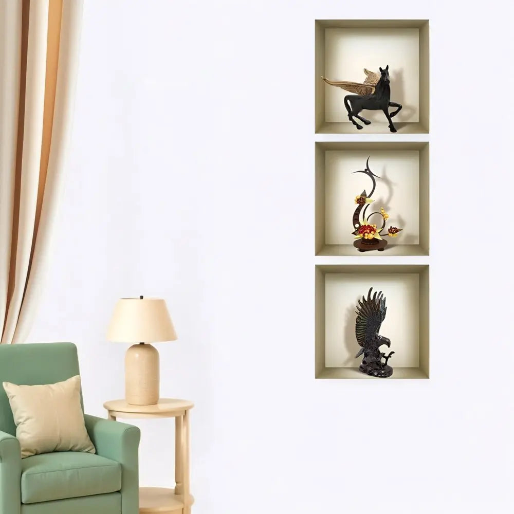 Set of Three Hag Faux Niche 3D Peel and Stick Wall Decals - NOBLE HOME INTERIORS