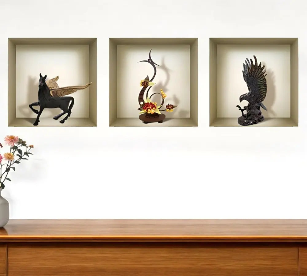 Set of Three Hag Faux Niche 3D Peel and Stick Wall Decals - NOBLE HOME INTERIORS