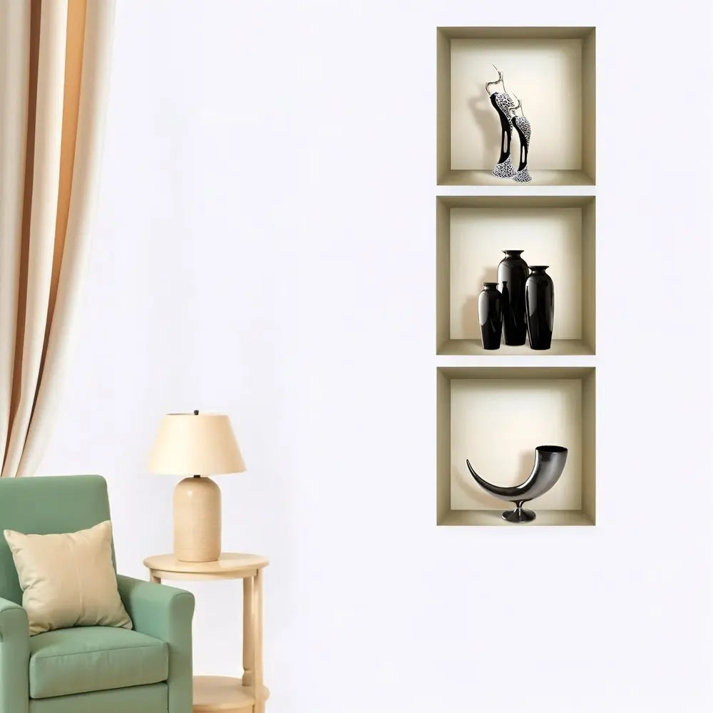 Set of Three Ian Faux Niche 3D Peel and Stick Wall Decals - NOBLE HOME INTERIORS