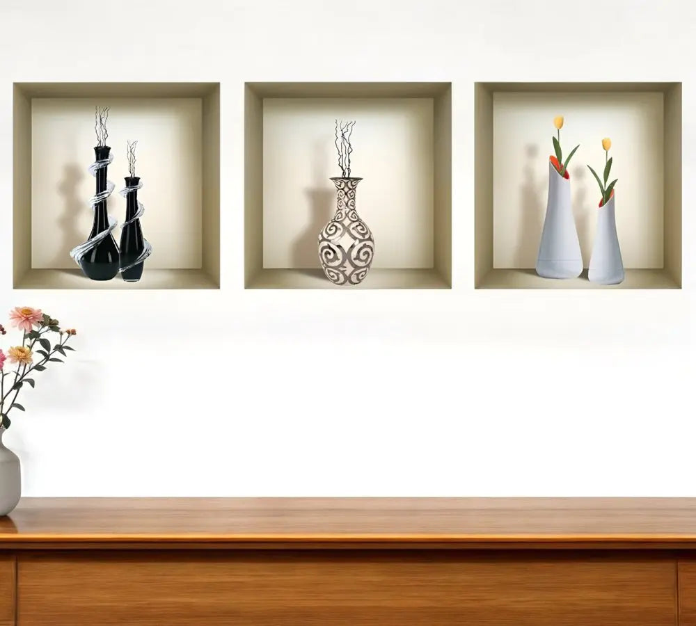 Set of Three Ira Faux Niche 3D Peel and Stick Wall Decals - NOBLE HOME INTERIORS