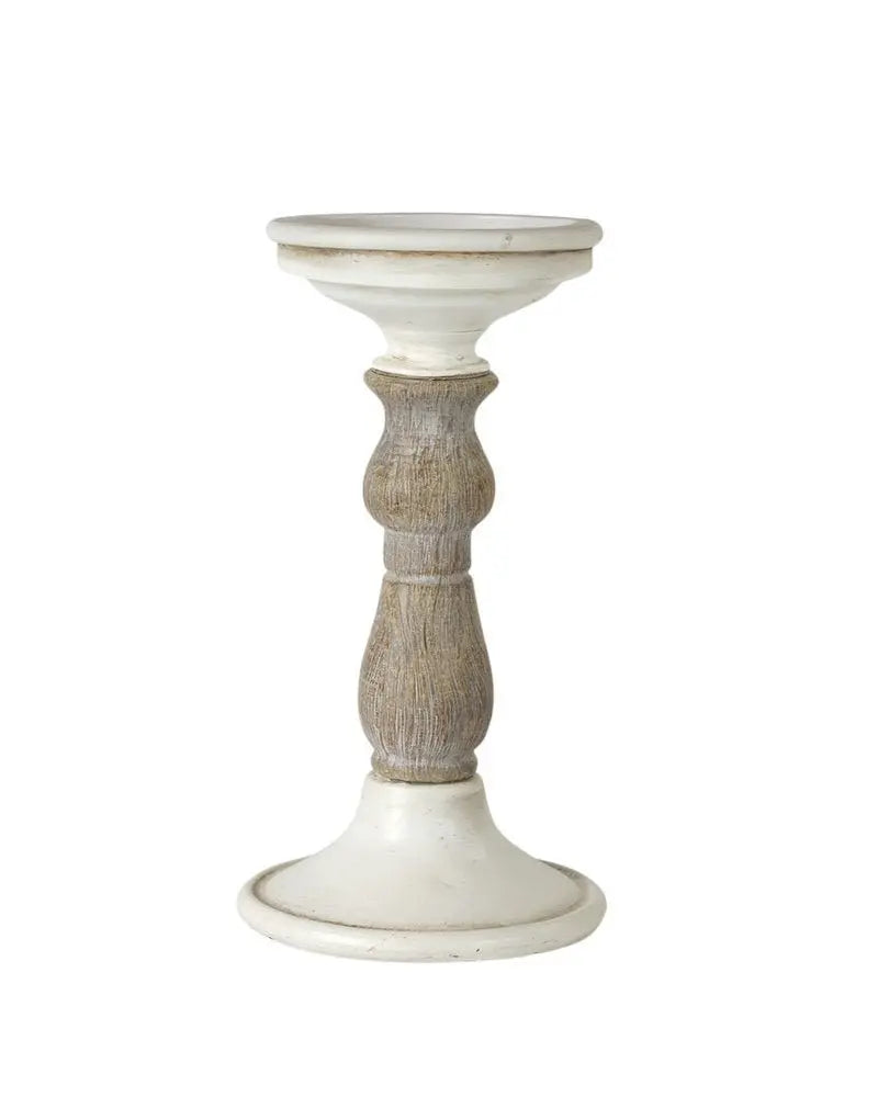 Set of Three Ivory and Natural Resin Tabletop Pillar Candle Holders - NOBLE HOME INTERIORS