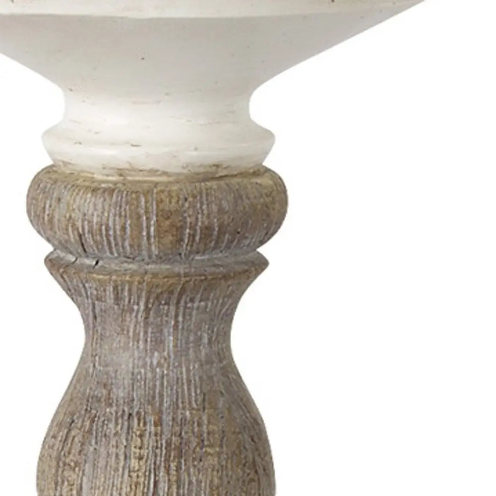 Set of Three Ivory and Natural Resin Tabletop Pillar Candle Holders - NOBLE HOME INTERIORS