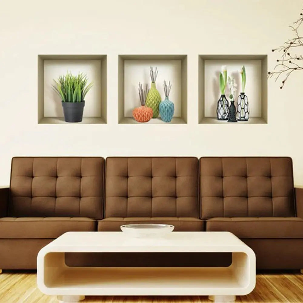 Set of Three Joy Faux Niche 3D Peel and Stick Wall Decals - NOBLE HOME INTERIORS