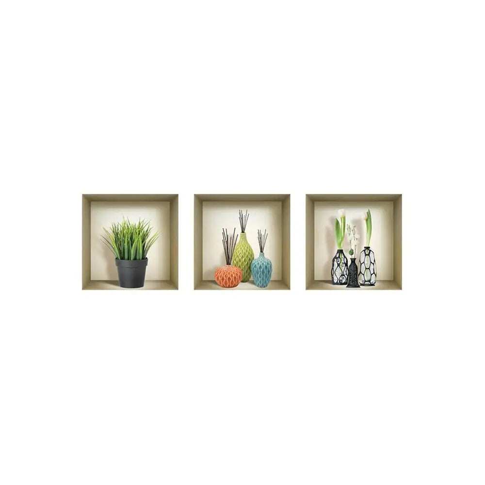Set of Three Joy Faux Niche 3D Peel and Stick Wall Decals - NOBLE HOME INTERIORS