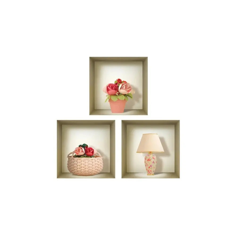 Set of Three Kai Faux Niche 3D Peel and Stick Wall Decals - NOBLE HOME INTERIORS