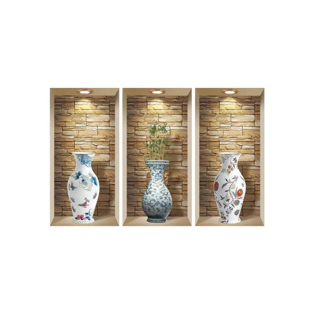 Set of Three Lea Faux Niche 3D Peel and Stick Wall Decals - NOBLE HOME INTERIORS