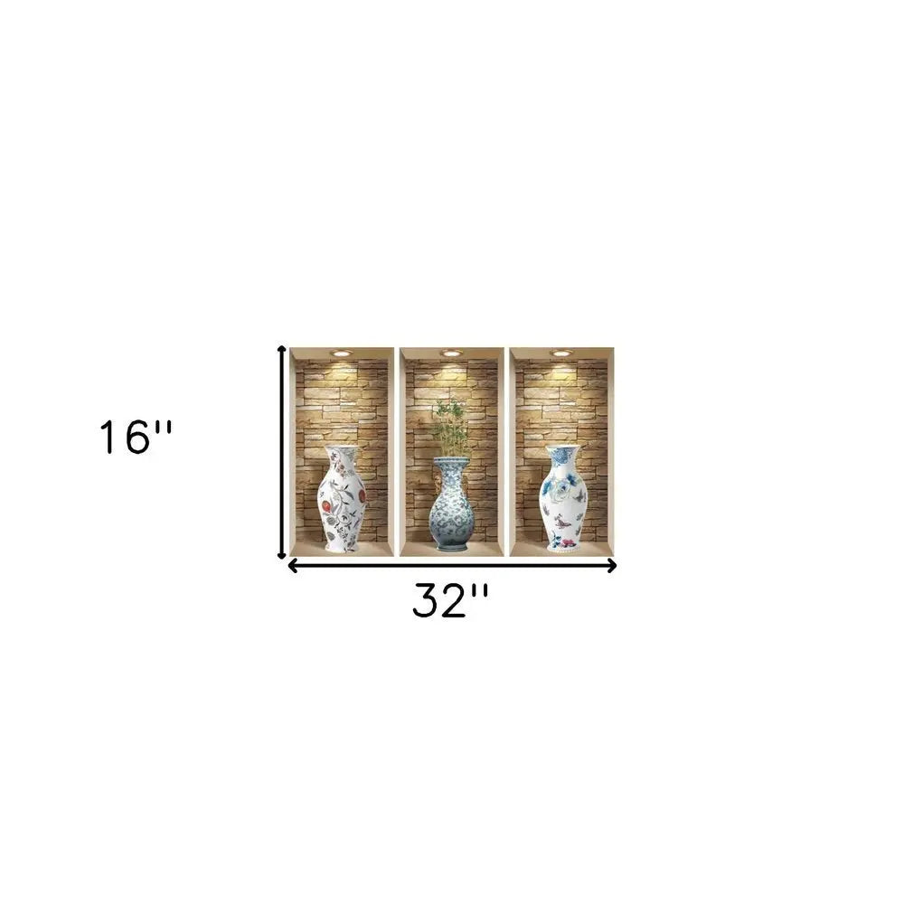 Set of Three Lea Faux Niche 3D Peel and Stick Wall Decals - NOBLE HOME INTERIORS