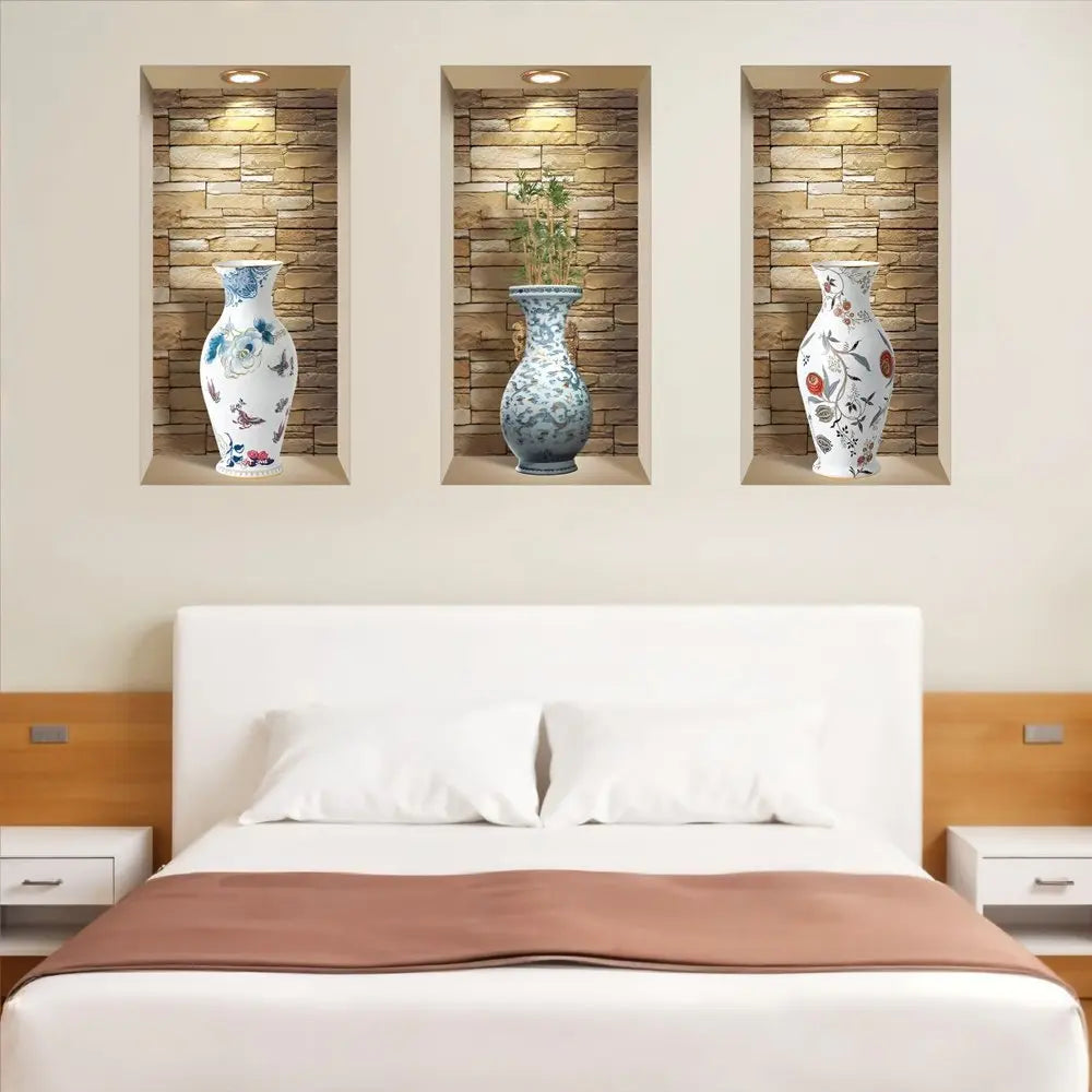 Set of Three Lea Faux Niche 3D Peel and Stick Wall Decals - NOBLE HOME INTERIORS