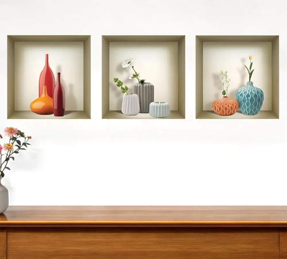 Set of Three Len Faux Niche 3D Peel and Stick Wall Decals - NOBLE HOME INTERIORS