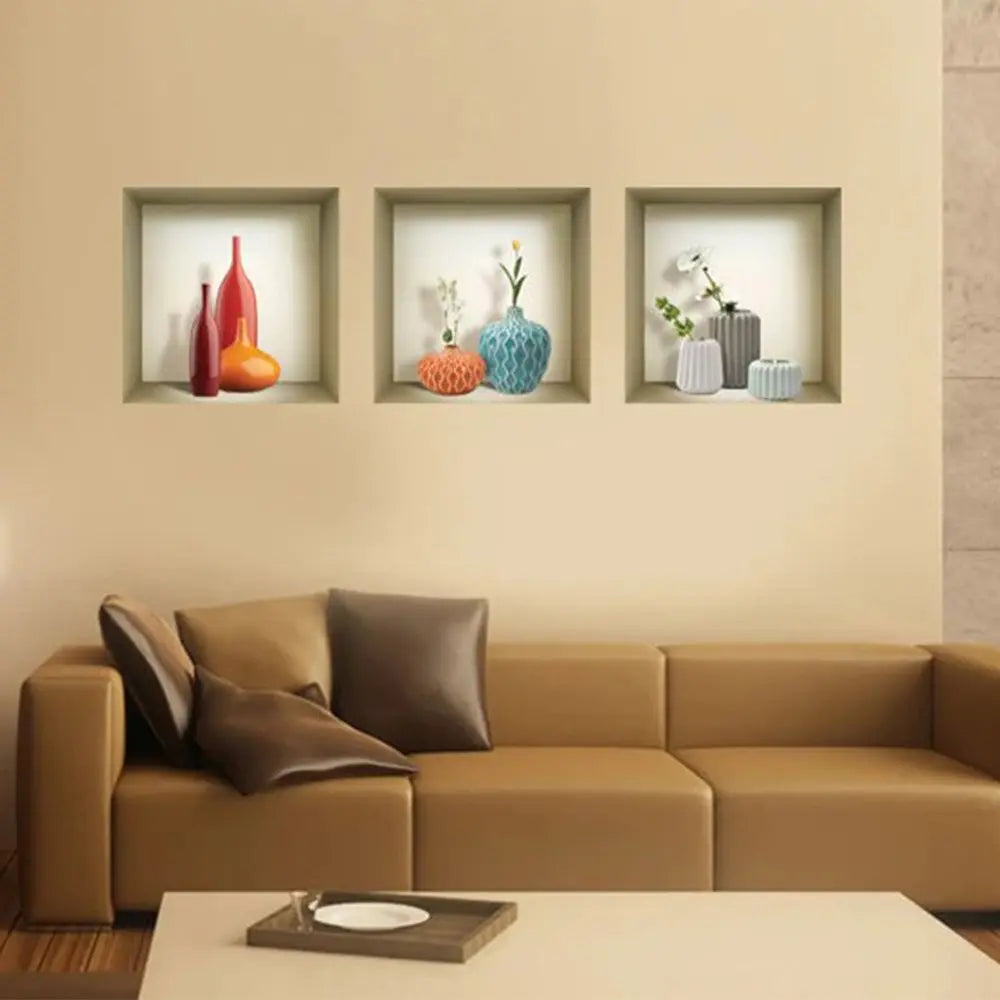 Set of Three Len Faux Niche 3D Peel and Stick Wall Decals - NOBLE HOME INTERIORS