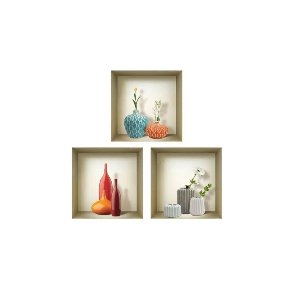 Set of Three Len Faux Niche 3D Peel and Stick Wall Decals - NOBLE HOME INTERIORS