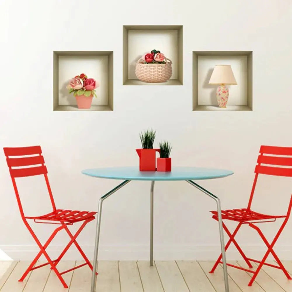 Set of Three Leo Faux Niche 3D Peel and Stick Wall Decals - NOBLE HOME INTERIORS