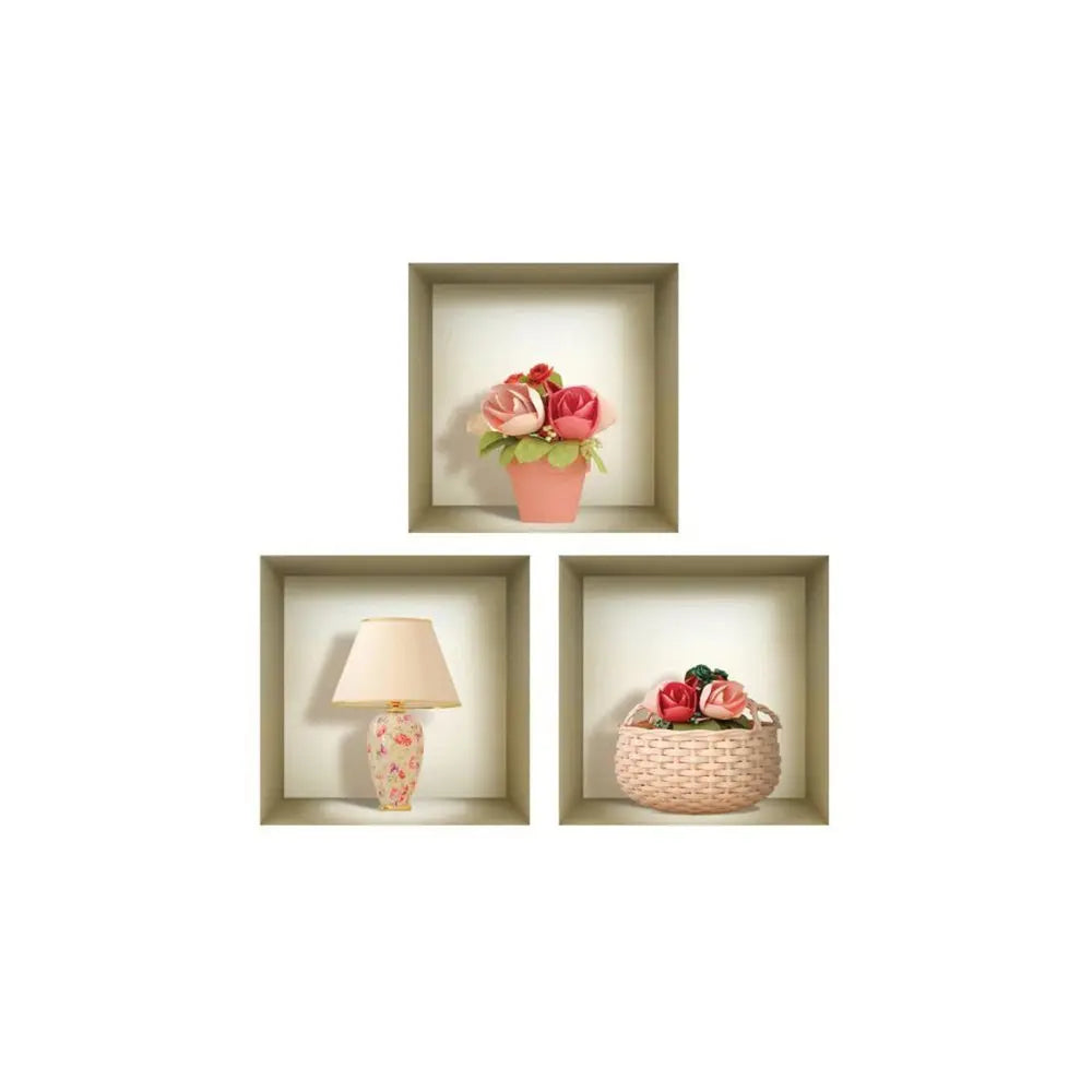 Set of Three Leo Faux Niche 3D Peel and Stick Wall Decals - NOBLE HOME INTERIORS