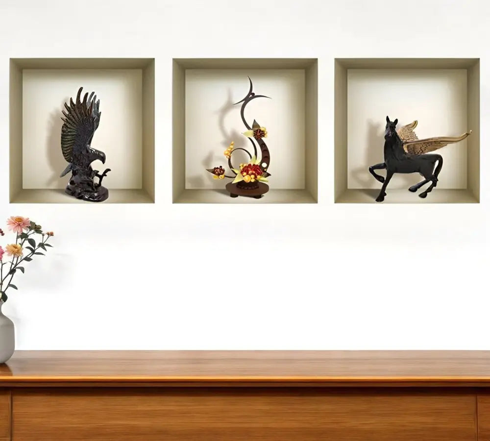 Set of Three Lia Faux Niche 3D Peel and Stick Wall Decals - NOBLE HOME INTERIORS