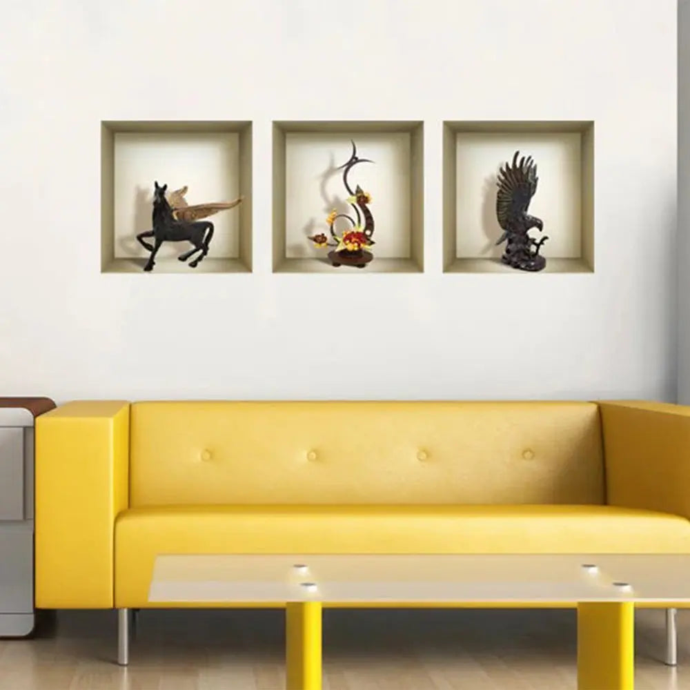 Set of Three Lia Faux Niche 3D Peel and Stick Wall Decals - NOBLE HOME INTERIORS