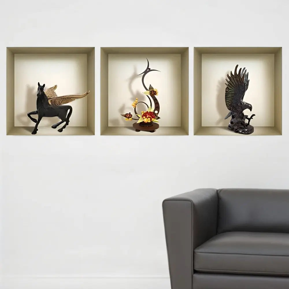 Set of Three Lia Faux Niche 3D Peel and Stick Wall Decals - NOBLE HOME INTERIORS