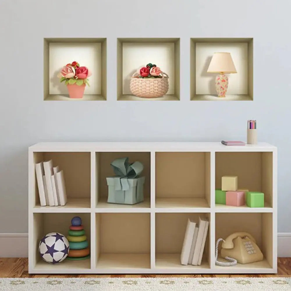 Set of Three Lil Faux Niche 3D Peel and Stick Wall Decals - NOBLE HOME INTERIORS