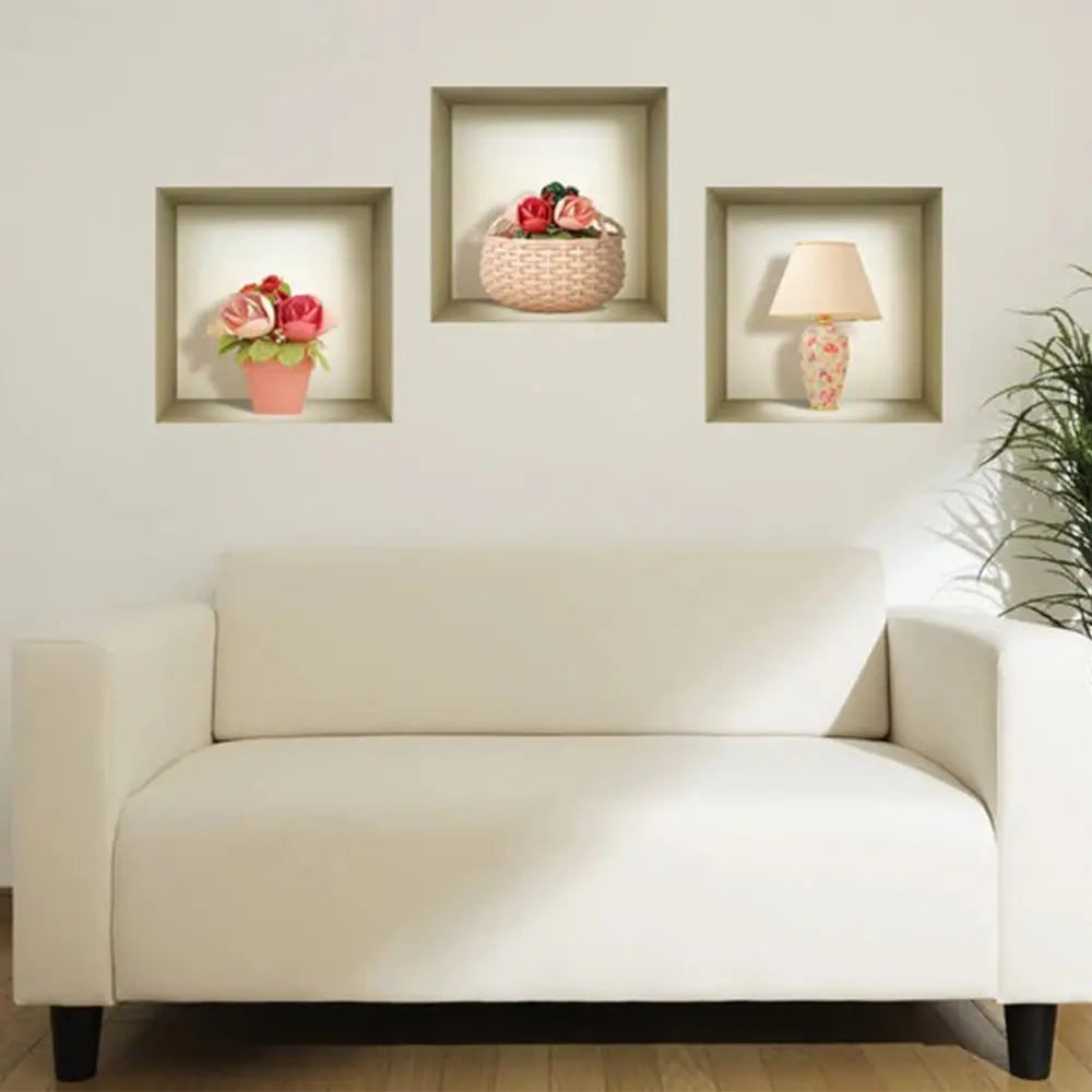 Set of Three Lil Faux Niche 3D Peel and Stick Wall Decals - NOBLE HOME INTERIORS