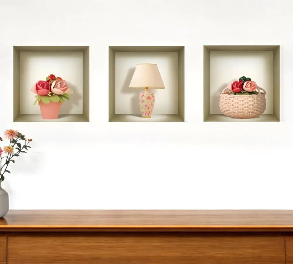 Set of Three Lil Faux Niche 3D Peel and Stick Wall Decals - NOBLE HOME INTERIORS