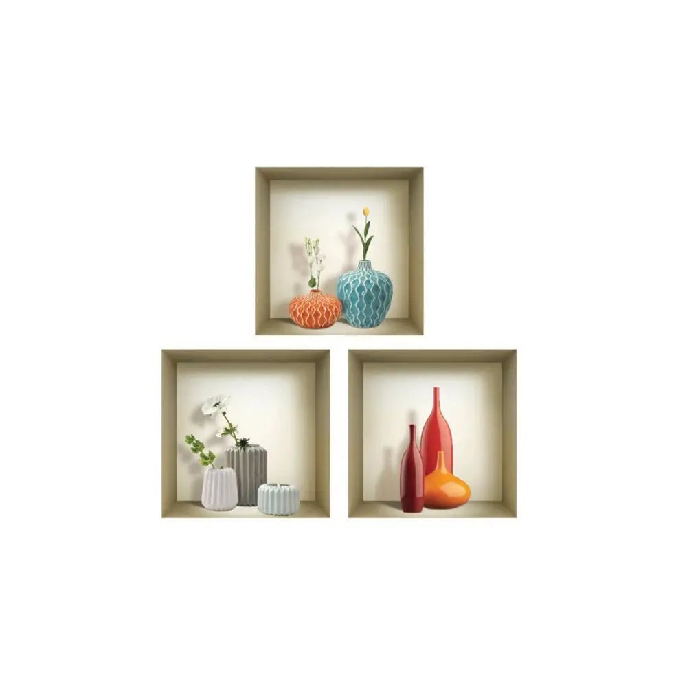 Set of Three Lin Faux Niche 3D Peel and Stick Wall Decals - NOBLE HOME INTERIORS