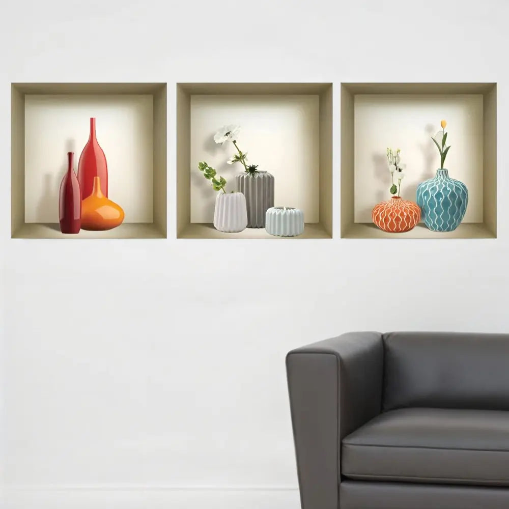 Set of Three Liv Faux Niche 3D Peel and Stick Wall Decals - NOBLE HOME INTERIORS