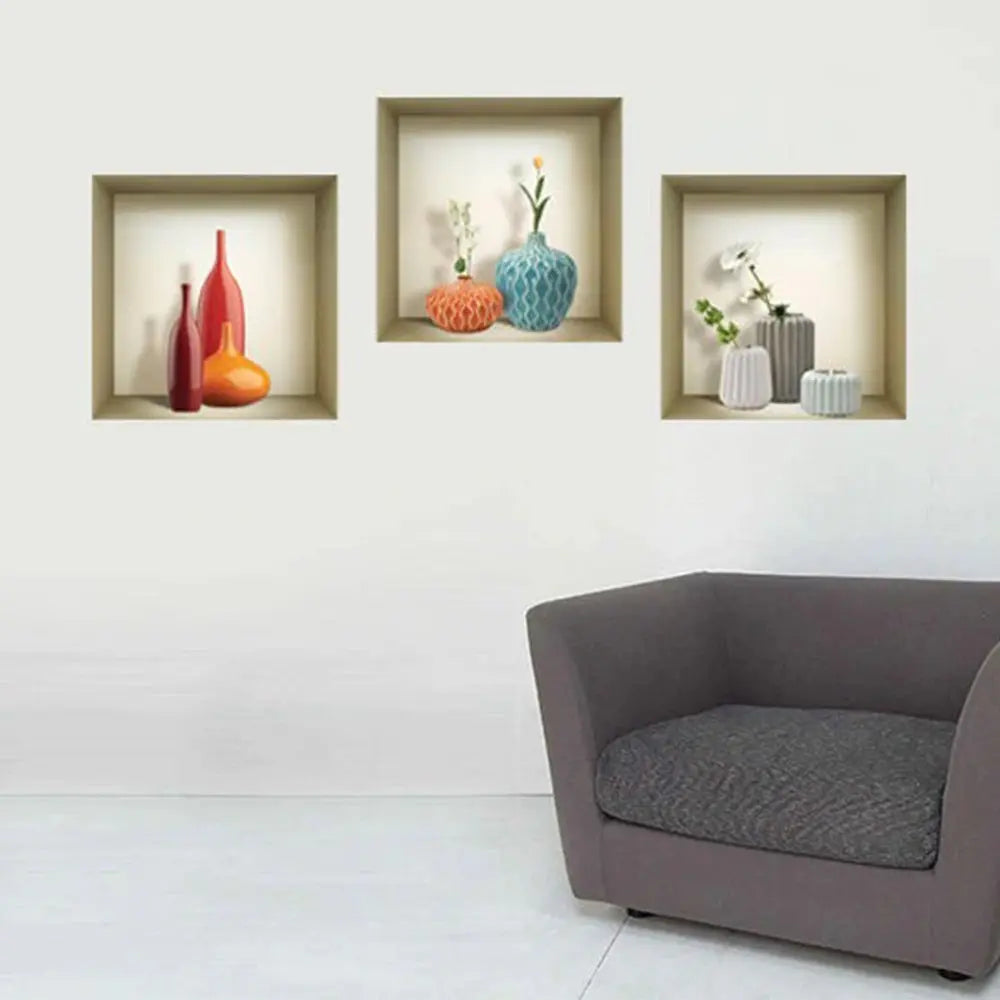 Set of Three Liv Faux Niche 3D Peel and Stick Wall Decals - NOBLE HOME INTERIORS