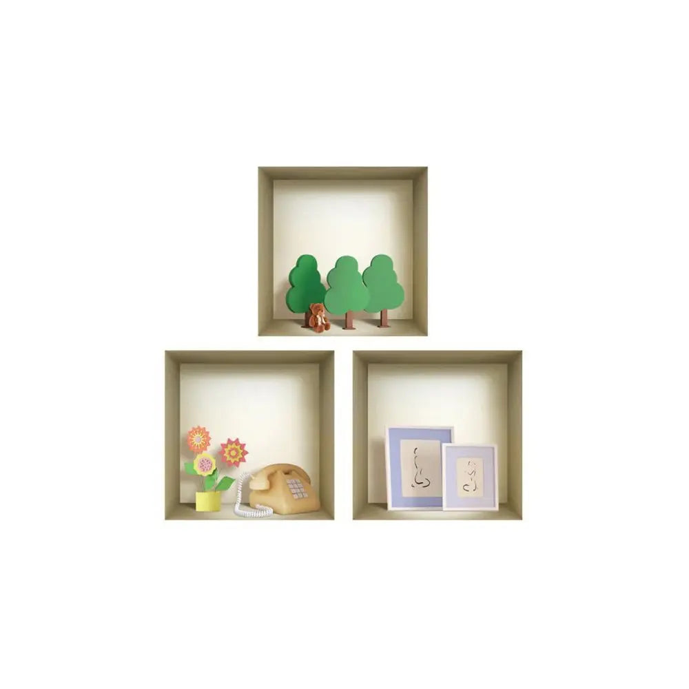 Set of Three May Faux Niche 3D Peel and Stick Wall Decals - NOBLE HOME INTERIORS