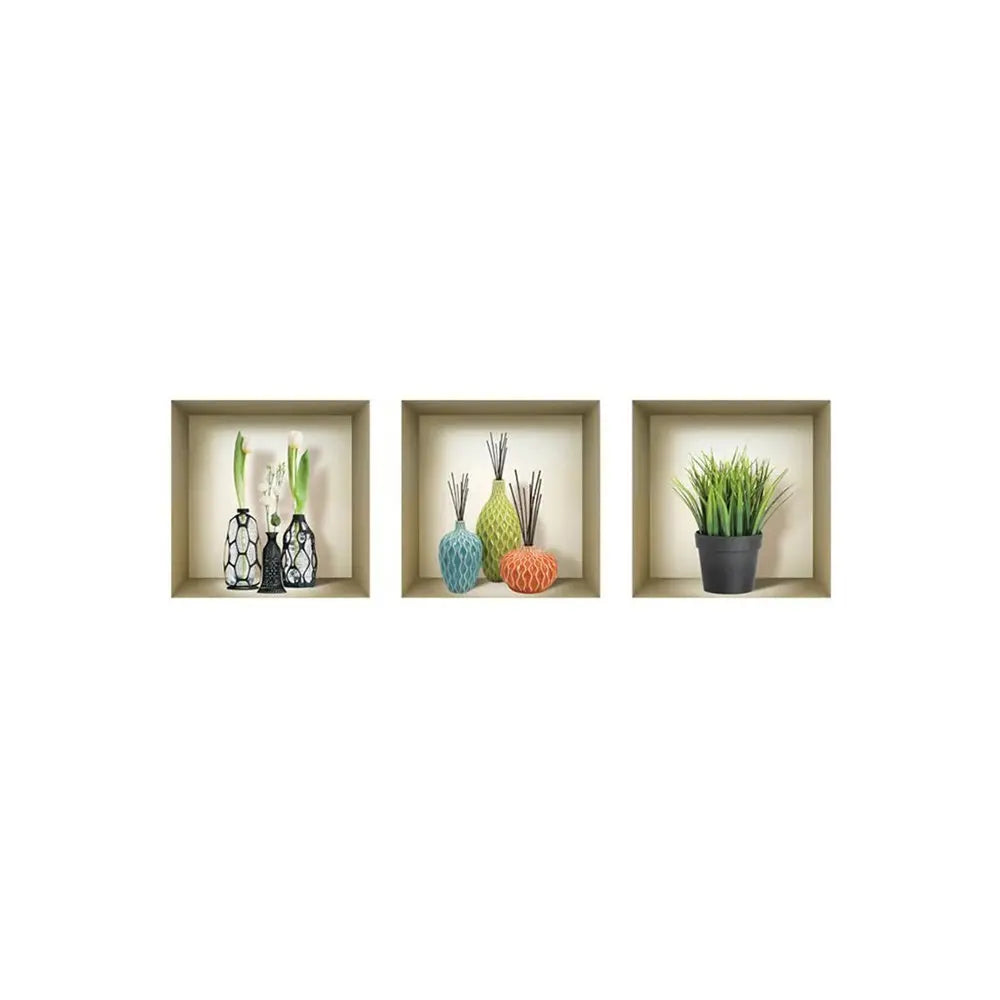 Set of Three Mya Faux Niche 3D Peel and Stick Wall Decals - NOBLE HOME INTERIORS