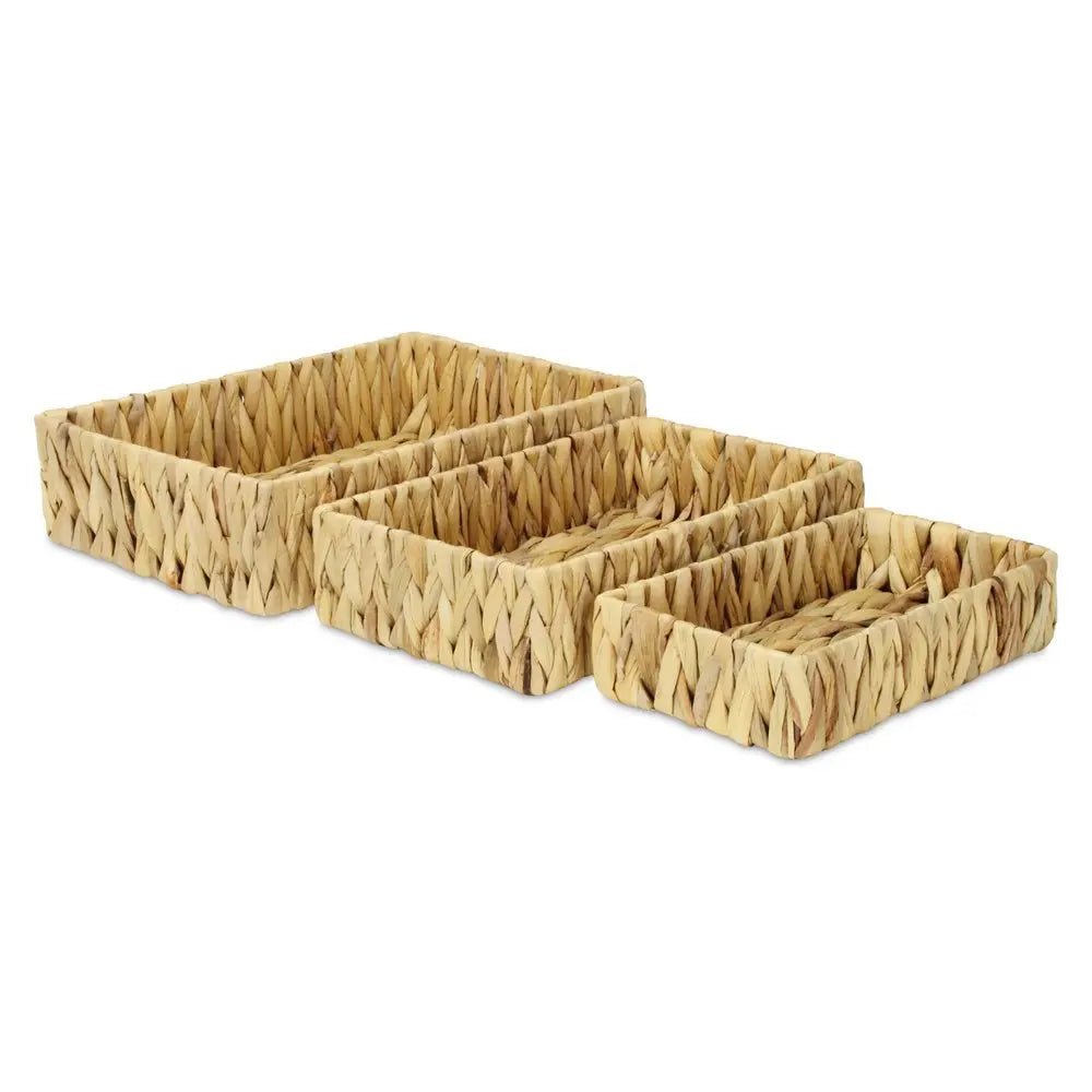 Set of Three Natural Water Hyacinth Basket HomeRoots