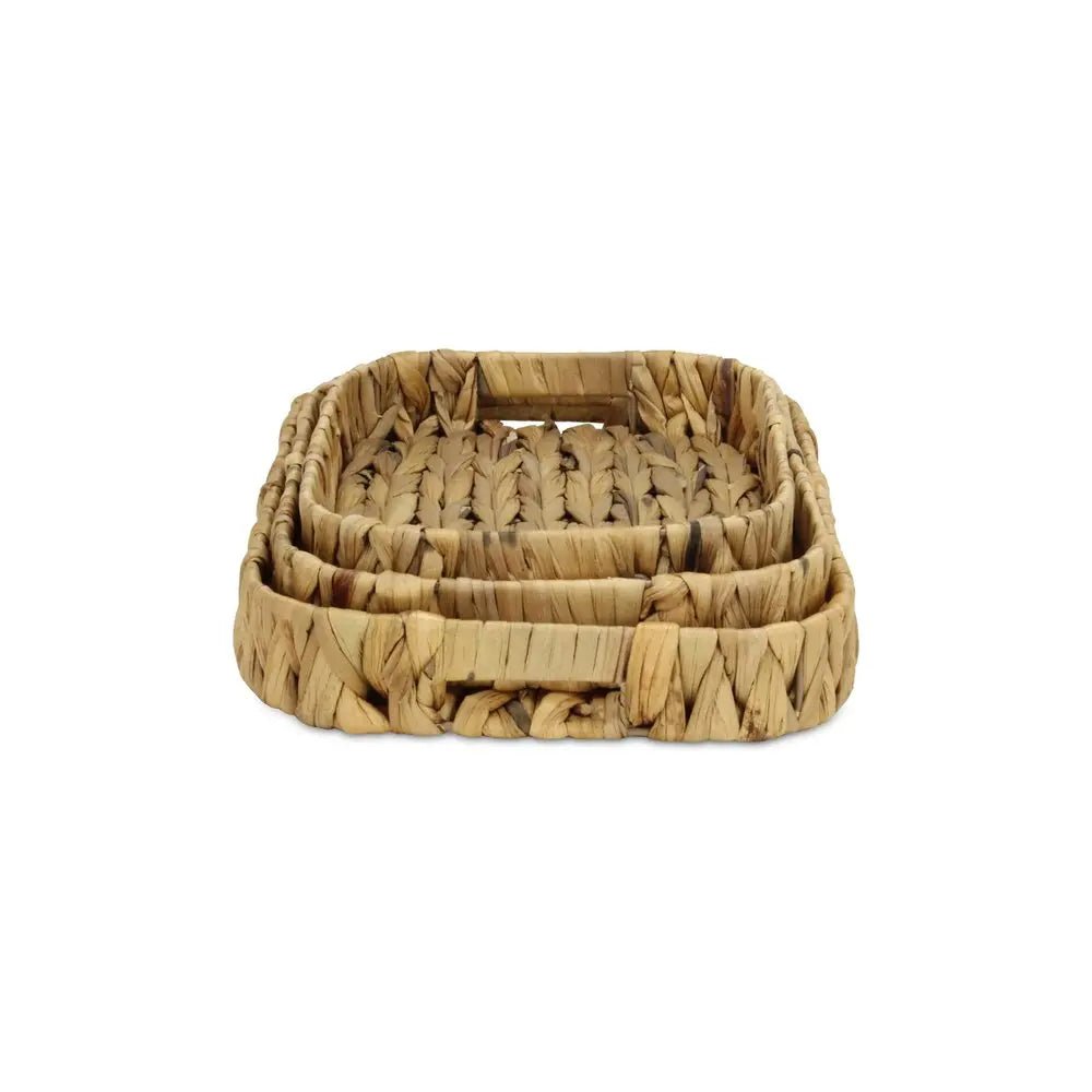Set of Three Natural Water Hyacinth Basket HomeRoots