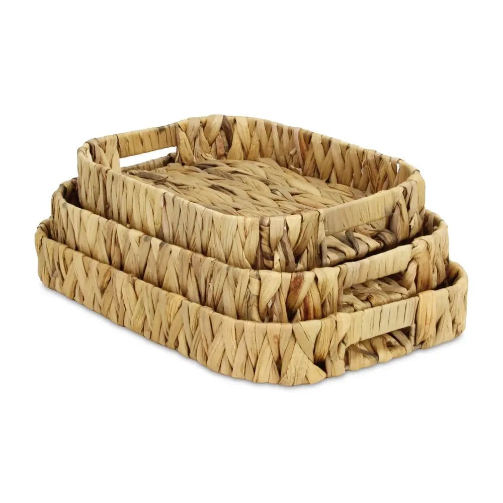 Set of Three Natural Water Hyacinth Basket HomeRoots