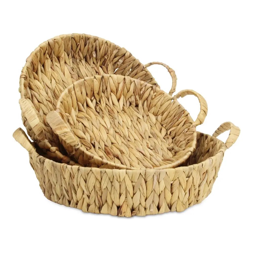 Set of Three Natural Water Hyacinth Basket HomeRoots
