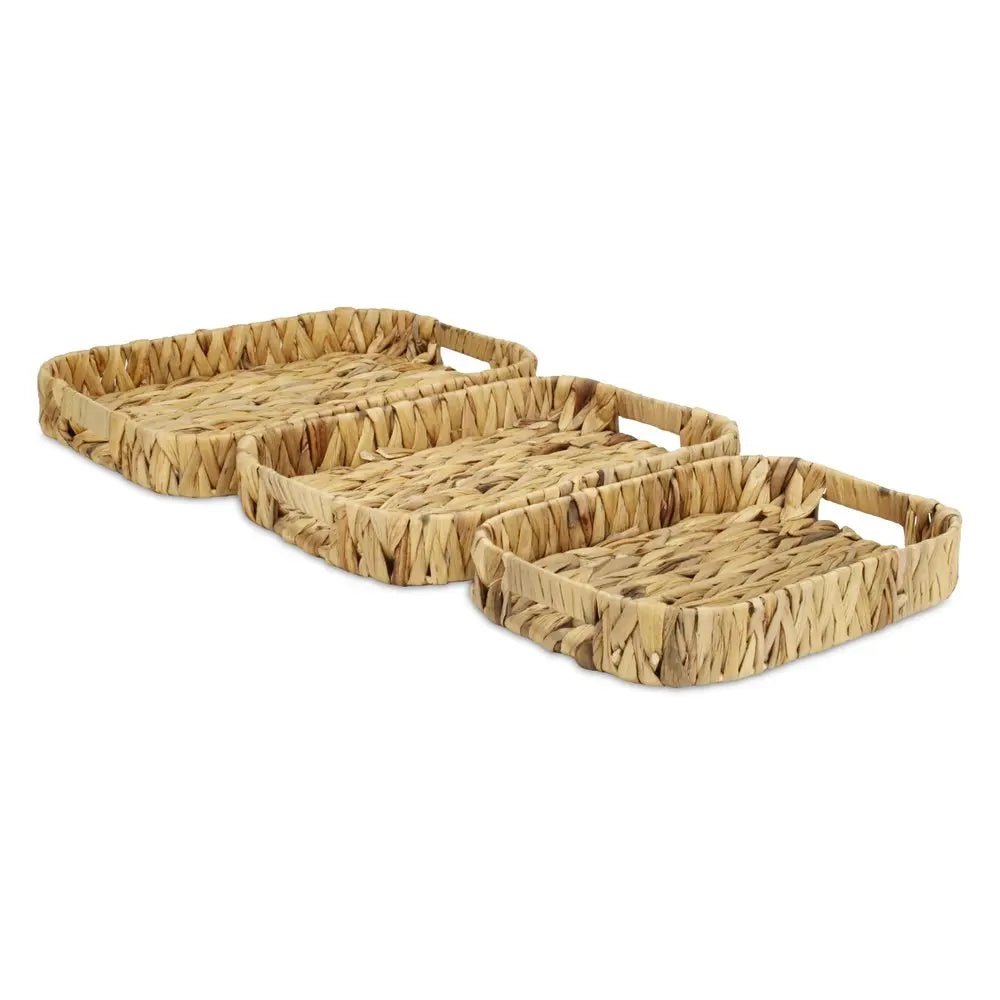 Set of Three Natural Water Hyacinth Basket HomeRoots