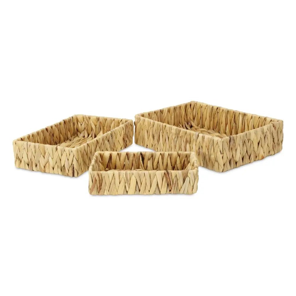 Set of Three Natural Water Hyacinth Basket HomeRoots