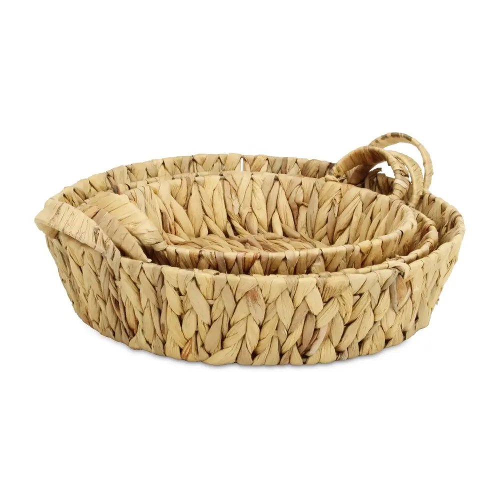 Set of Three Natural Water Hyacinth Basket HomeRoots