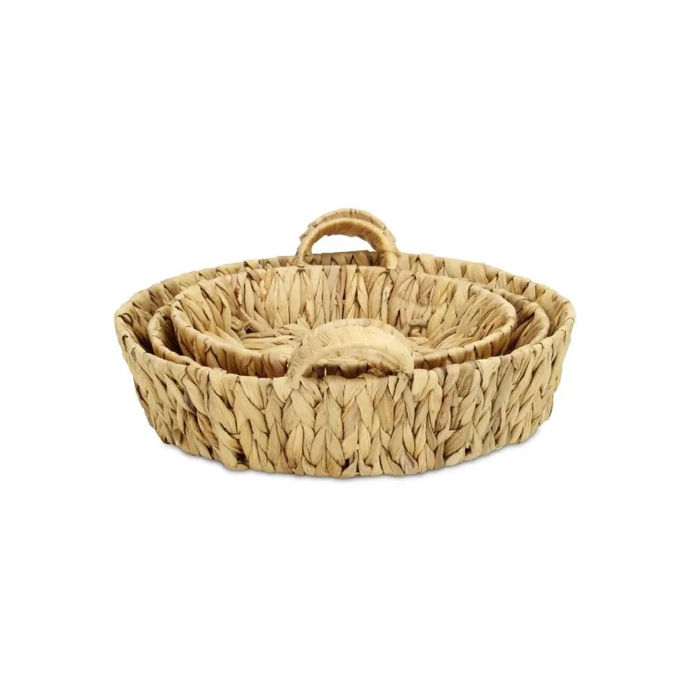 Set of Three Natural Water Hyacinth Basket HomeRoots