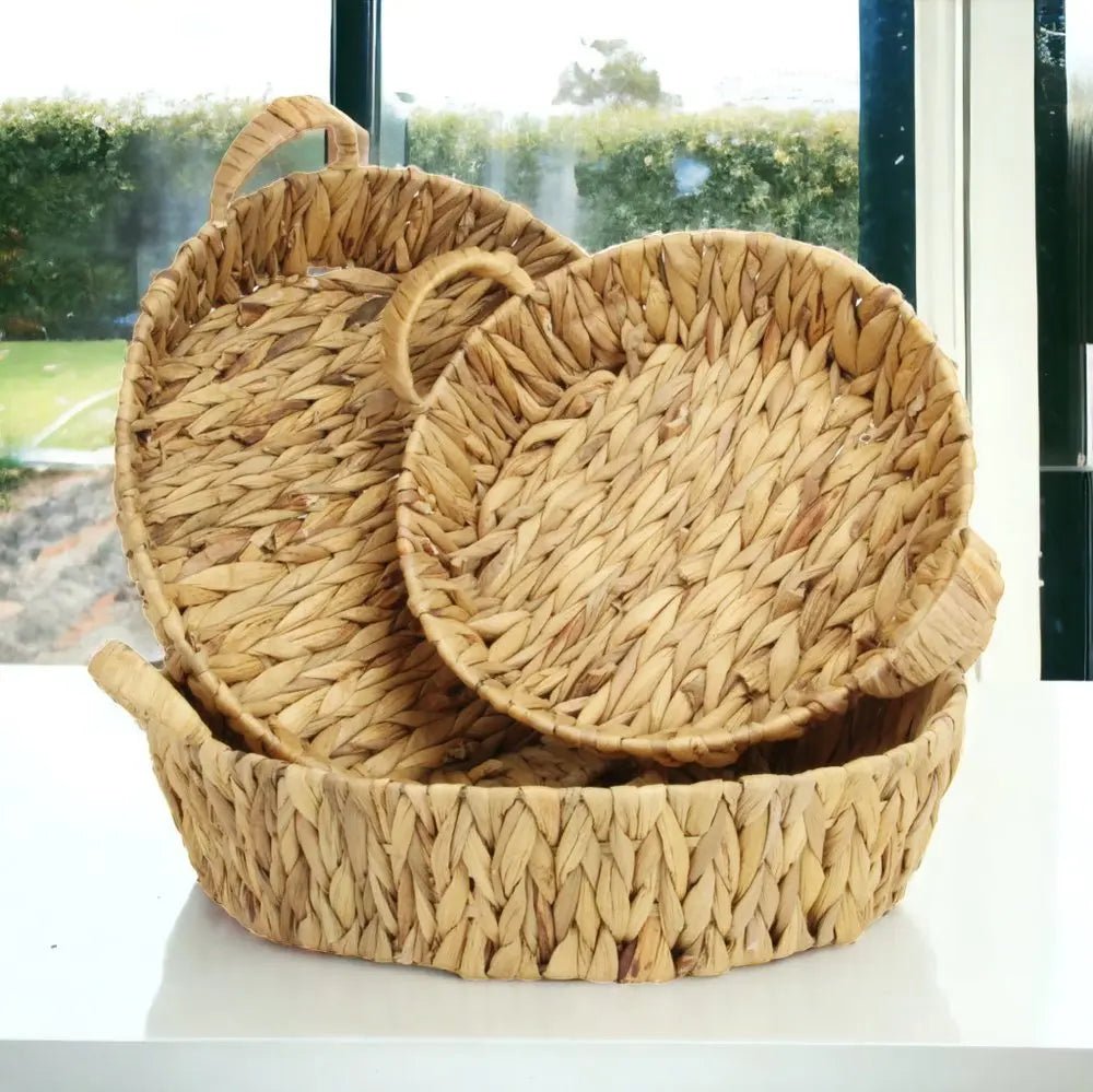 Set of Three Natural Water Hyacinth Basket HomeRoots