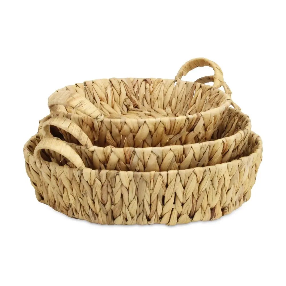 Set of Three Natural Water Hyacinth Basket HomeRoots
