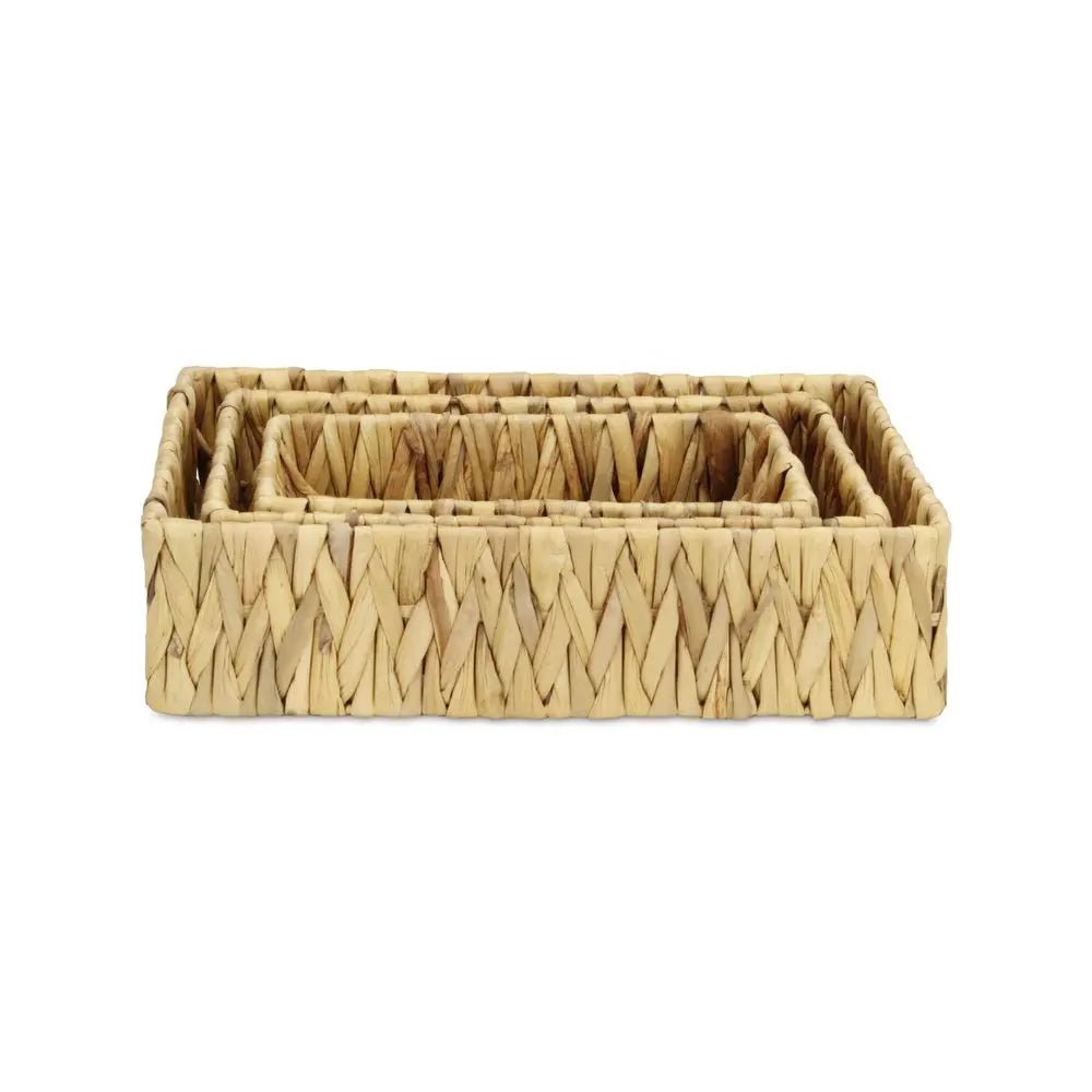 Set of Three Natural Water Hyacinth Basket HomeRoots
