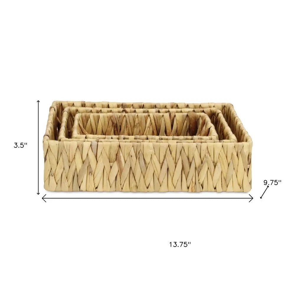 Set of Three Natural Water Hyacinth Basket HomeRoots