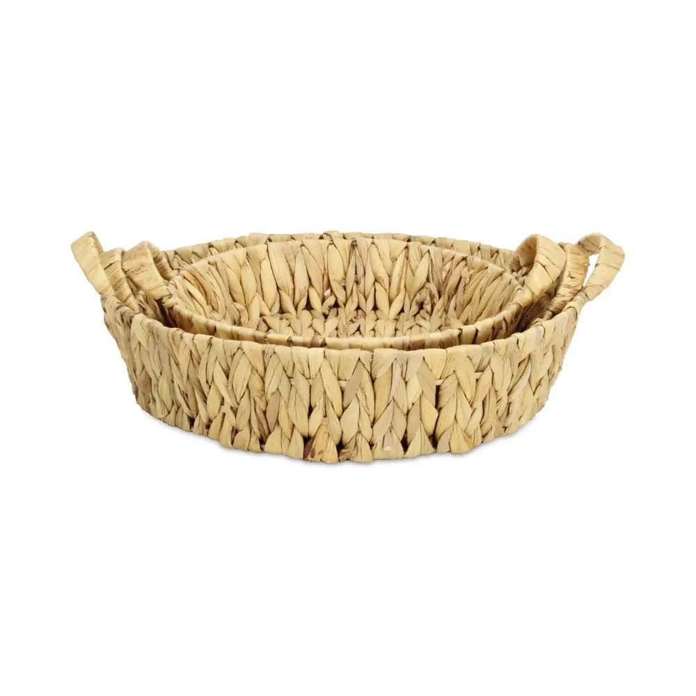 Set of Three Natural Water Hyacinth Basket HomeRoots